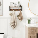 Homode Wall Hooks with Shelf, Wood Coat Rack with Shelf Wall-Mounted, Entryway Hanging Shelves with 5 Metal Hooks for Clothes Hats Towel Purse Robes, Bathroom Mudroom Bedroom, Rustic Brown Black by CozyNest Decor