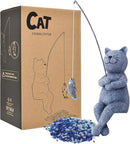 Goodeco Fishing Cat Garden Statue – 10" Little Cat Fisher for Garden Pond Decor, Poolside Statue with Glow in Dark Pebbles Included,Great Gifts for Mom, Women & Birthdays (Cat) by GreenHaven Gardens