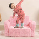 Kids Chairs for Toddler, 2-in-1 Toddler Soft Sherpa Couch Fold Out, Convertible Sofa to Lounger for Girls and Boys, Pink by CozyNest Decor