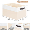 Criusia 8 Pack Large Storage Basket, Fabric Blanket Basket Living Room, Toy Organizers and Storage with Handles for Kids, Laundry Basket for Clothes Towel, Yarn and Craft Storage Bins (14L*10W*9.5H) by TinyTreasures Baby Boutique