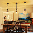 WUZUPS Chandelier Rustic Farmhouse Industrial Round Ceiling Pendant LED Light Fixture with Clear Glass Shades for Dining Room Kitchen Island Foyer Entryway, H 13" x W 10", E26 Base, Black by CozyNest Decor