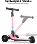 Besrey Kick Scooter for Kids Ages 3-10, 3-Wheel Folding Scooter with Adjustable Height, LED Light Wheels, Extra Wide Deck for Outdoor Activities by TinyTreasures Baby Boutique