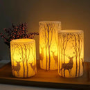 Gold Deer Flameless Candles with 6H Timer, Set of 3 Real Wax LED Flickering Candles, Christmas Pillar Candles with Gold Elk Decor for Home Party Decorations(H6 x D3) by GreenHaven Gardens
