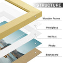 Vittanly 5x7 Picture Frames Set of 9, Shatter Resistant Plexiglass, Display 4x6 Pictures with Mat or 5x7 without Mat, Photo Frames for Wall or Tabletop, Engineered Wood, Gold by CozyNest Decor