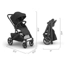 UPPAbaby Cruz V3 Stroller - from Birth + Car Seat Compatible - Full-Size, Reversible Seat - Infant Insert, Bug and Rain Shields Included - Jake (Charcoal/Carbon Frame/Black Leather) by TinyTreasures Baby Boutique