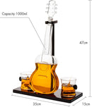 Guitar Whiskey & Wine Decanter & Mahogany Base - 1000 ML