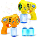 JOYIN 2 Bubble Guns with 2 Refill Solution (10 oz Total), Bubbles Maker, Blower for Kids, Toddlers, Outdoors Activity, Birthday Gift, Easter Basket Stuffers (Yellow+Orange) by TinyTreasures Baby Boutique