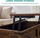 Coffee Table with Storage, Rustic Brown Square Coffee Tables for Living Room, Lift top Coffee Table with Large Hidden Compartment, Smart Cocktail Tables with Flip Top Lids for Home Office by CozyNest Decor