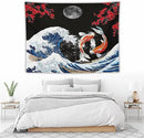 Houselerax Japanese Koi Fish Tapestry, Yin Yang Big Wave Red Cherry Blossom Tapestries Wall Hanging for Bedroom Living Room Office Decor 80"x60" by CozyNest Decor