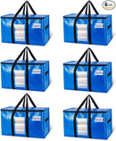 TAILI Extra Large Moving Bags, 6 Pack Blue Heavy Duty Totes For Storage with Visible Window, Wrap Around Handles, Storage Bags for Space Saving, Alternative to Moving Boxes by TinyTreasures Baby Boutique