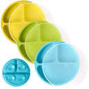 WeeSprout Suction Plates with Lids for Babies & Toddlers - 100% Silicone, Dinnerware Stays Put, Divided Design for Picky Eaters, Microwave & Dishwasher Friendly, 3 Pack by TinyTreasures Baby Boutique