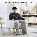NIOIIKIT Oversized Nursery Rocking Chair, Teddy Upholstered Glider Chair with Footrest, Large Glider Rocker with Side Pocket, Rocking Accent Chair, Glider Recliner for Living Room (White Teddy) by TinyTreasures Baby Boutique