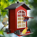 Bird Feeder Squirrel Proof Metal Hanging for Outdoor Wild Bird Seed, 5LBS with Bilateral Weight-Activated Perches, Heavy Duty Bird Feeders for Outside Wild Bird - Red by GreenHaven Gardens
