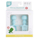 Bumkins Baby Utensils Set, Chewtensils Silicone Spoons for Dipping, Self-Feeding, Baby Led Weaning, Trainer Learning First Stage Eating, Soft Practice Fork and Spoon, Babies 6 Months, Blue by TinyTreasures Baby Boutique