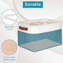 Storage Bins Large Fabric Storage Baskets for Shelves 3 Pack, Decorative Linen Closet Baskets with Handles for Organizing, Shelf, Clothes, Home, Office, 15x11x9.5Inches (Teal&White) by CozyNest Decor