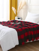 ZonLi Christmas Buffalo Plaid Throw Blanket, 50" x 60" Black and Red Decorative Blankets with Tassel for Couch, Bed, Sofa, Chair, Outdoor, Cozy Warm Lightweight Farmhouse by CozyNest Decor
