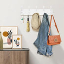 2pcs Coat Rack Wall Mount Coat Hooks Wooden Hat Rack for Wall Hooks Pine Real Wood Plank 16.9" White Coat Hanger with 5 White Triple Hooks for Hanging Coat Hat Jacket by CozyNest Decor