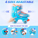 Rainbow Toddler Roller Skates - Size 4 Adjustable | Light Up Quad Skates for Girls & Boys Beginners Aged 3-12 by TinyTreasures Baby Boutique