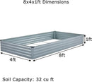 8x4x1ft(2 Pack) Galvanized Raised Garden Bed,Outdoor Planter Box Metal Patio Kit Planting Bed for Vegetables Flowers Herb,Grey by GreenHaven Gardens