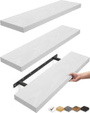 BAYKA Floating Shelves for Wall, 22.5 inches Wall Mounted Rustic Wood Shelves for Bathroom, Bedroom, Living Room, Floating Shelves for Books/Storage/Decor (White,Set of 3) by CozyNest Decor