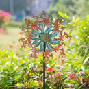 Viveta Wind Spinners Outdoor, Metal Wind Sculptures for Yard and Garden,13 * 57 "Double Windmill with Stable Stake by CozyNest Decor