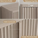 Fluted Buffet Cabinet with Storage, 60" Sideboard Buffet Accent Cabinet with 4 Door & Solid Wood Handle, Modern Buffet Table Credenza Console Cabinets for Living Room, Dining Room, Kitchen, Oak(1PCS) by CozyNest Decor