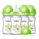 YOHKOH Natural Glass Baby Bottle with Natural Response Nipple, Newborn Anti-Colic Baby Bottles, Wide Neck Mushroom Cap Baby Bottle, Clear (Green, (5.4oz (Pack of 4)) by TinyTreasures Baby Boutique