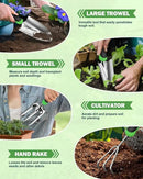 Garden Tools Set, 8 in 1 Heavy Duty Garden Tools Kit, Stainless Steel Ergonomic Gardening Hand Tool with Upgraded Bag, Gardening Supplies Gift for Women, Kid, Organizer by GreenHaven Gardens