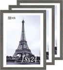 VCK 18x24 Frame Set of 3, Gray Solid Wood Poster Picture Frame, Exclusive Wood Grain, Wall Gallery Frame by CozyNest Decor