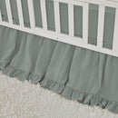 Brandream Gender Neutral Boho Bohemian Baby Girl Boy Nursery 3 Pieces Crib Bedding Set Solid Green Farmhouse Chic Ruffle Unisex Cozy 100% Washed Cotton by TinyTreasures Baby Boutique