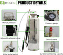 1 Gallon Stainless Steel Sprayer Hand Pump Sprayer with Pressure Gauge Safety Valve Adjustable Nozzle for Gardening Lawn and Cleaning by GreenHaven Gardens