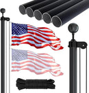 NELXINJO 20FT Sectional Flag Pole Kit, Heavy Duty Aluminum Outdoor In-Ground Flagpole, Black Ball Top, 3x5 USA Flag for Residential commercial Outdoor Garden(20FT, Black) by GreenHaven Gardens
