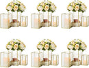 Glass Hurricane Candle Holder Large - Hewory 18pcs Gold Rectangle Flower Holders Centerpiece for Table, Tall Floor Square Pillar Candle Lantern for Wedding, Anniversary, Party, Fireplace, Dining Room by CozyNest Decor
