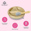 Abiie Octopod Bamboo Dish - Kids Plates for 4 months and up, 3-Compartment Baby Plates with Suction, Round Bamboo Baby Plate, Mess-Free Toddler Suction Plates, Baby Feeding Supplies, 7.5 x 7.5 x 1.9in by TinyTreasures Baby Boutique