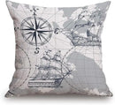 TSSOHU Nautical Sailboat Map Throw Pillow Cover Ship Anchor Cotton Linen Decorative Pillow Case Cushion Cover Home Sofa Decor 18x18 Inch Pillow Cover by CozyNest Decor