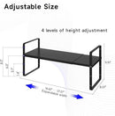 Expandable Cabinet Shelf Organizer, Stackable Kitchen Pantry Counter Storage, Adjustable Cupboard Stand Rack Risers Spice Organization Heavy Duty Black Small 3 Pack by CozyNest Decor