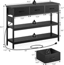 Lulive 2 Pack Entryway Table with Power Outlets, Console Table with 3 Fabric Drawers, Sofa Table for Living Room, Hallway, Couch, Foyer, Height Adjustable by CozyNest Decor