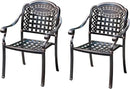 Outdoor Dining Chair Cast Aluminum Patio Chairs Set of 2 All-Weather Patio Dining Chair with Adjustable Feet for Backyard Garden (Square Lattice Chair) by GreenHaven Gardens