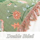 Snycler Boho Throw Blanket for Bed - 100% Cotton Ultra Soft Rustic Quilt Green Blanket - Floral Printed Farmhouse Decor Bed Blankets, 80"×90" All Season Rustic Throw for Sofa Couch Chair by CozyNest Decor