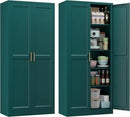 71" Metal Pantry Cabinet, Tall Kitchen Pantry Storage Cabinet with 4 Adjustable Shelves and Gold Handles, Green Cupboard for Kitchen, Dining Room, Living Room by CozyNest Decor