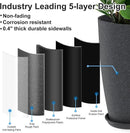 Tall Flower Pot Indoor - Outdoor Plant Pot - Black Glossy Planter - Elegant Stone Imitation - 12" Diameter 21" Tall with Drainage Holes and Saucer by CozyNest Decor