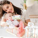 Portable Baby Bottle Brush Set - 7 in 1 Baby Bottle Cleaner Kit, Baby Travel Essential Bottle Washing Kit with Silicone Bottle Brush, Nipple Brush, Straw Brush, Drying Rack for Home and Travel (Pink) by TinyTreasures Baby Boutique