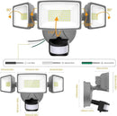 Onforu 65W LED Security Lights Motion Sensor Light Outdoor, 6500LM, 6500K, IP65 Waterproof, Flood Light Outdoor Motion Detector with Adjustable 3 Head, Hardwired Wall Light for Entryway, Yard (Gray) by GreenHaven Gardens