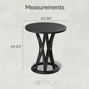 Round Farmhouse End Table with Crisscross Pedestal Base, Distressed Finish Side Table Rustic Accent Table for Living Room, Pine Wood, Black by CozyNest Decor
