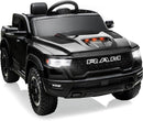 12V Licensed Ram 1500 Ride on Toy for Kids, Toddler Ride on Pickup Truck with Parent Remote Control, Electric Car for Kids with Truck Bed Storage, 3 Point Safety Belt (Black) by TinyTreasures Baby Boutique