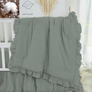 Brandream Gender Neutral Boho Bohemian Baby Girl Boy Nursery 3 Pieces Crib Bedding Set Solid Green Farmhouse Chic Ruffle Unisex Cozy 100% Washed Cotton by TinyTreasures Baby Boutique