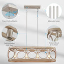 XINGQI Kitchen Island Chandelier for Dining Room Modern Farmhouse Rectangle Pendant Lighting Fixture Vintage Linear Hanging 4-Light Rustic Living Room, Antique Brushed Nickel and Wood Grain Finish by CozyNest Decor