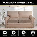 PrinceDeco Velvet Sofa Cushion Covers, Stretch Couch Cushion Covers for Individual Seat Couch Slipcover Sets Furniture Protector for Loveseat Sofa Cushion Width Up to 29.5", Taupe by CozyNest Decor