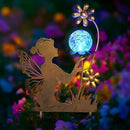 HONGLAND Solar Garden Lights Outdoor Decor, Fairy Figurine Moon Crackle Glass Lights Stake, Housewarming Ornament for Patio, Lawn, Yard, Pathway - Unique Gardening Gifts for Women Mom Grandma by CozyNest Decor