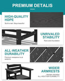 Patio Dining Set for 6 with Umbrella Hole - 66" Outdoor Table & 6 Chairs, All-Weather HDPE Outdoor Furniture for Lawn, Garden, Backyard, Poolside, Black by GreenHaven Gardens